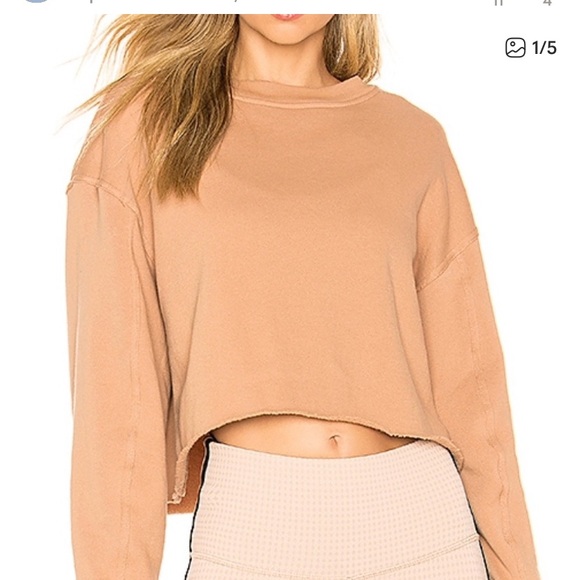 Free People Tops - Free People oversized Long Sleeve Cropped Tee in Chai Latte color